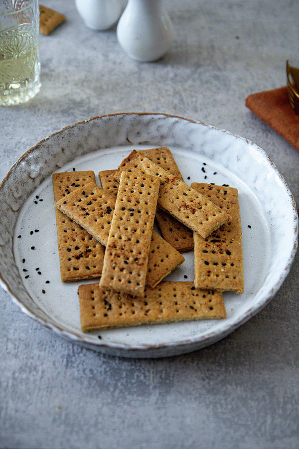 Crackers With Black Sesame Seeds Photograph by Patrizia Miceli