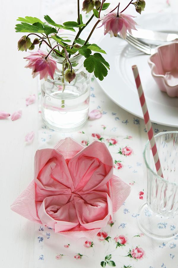 Craft Idea; Napkin Folded Into Lotus Flower Photograph by Regina Hippel
