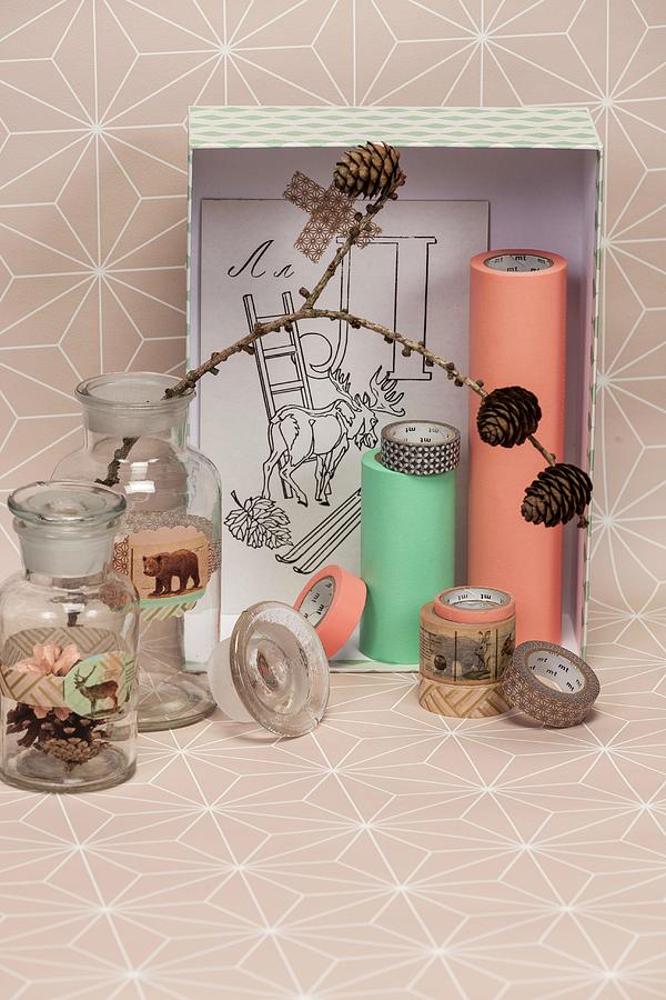 Craft Materials And Festive Decorative Ideas In Pastel And Copper Shades Photograph by Studio27neun