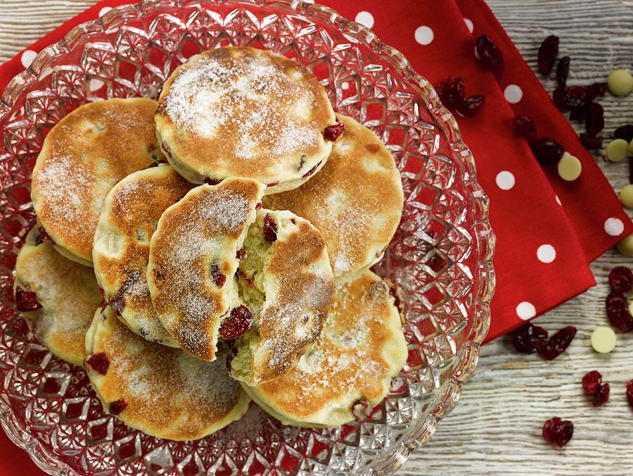 Cranberry And White Chocolate Welshcakes Photograph by Huw Jones