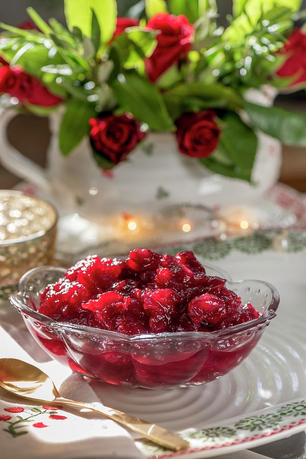 Wine Photograph - Cranberry Fizz Sauce For Christmas Dinner by Winfried Heinze