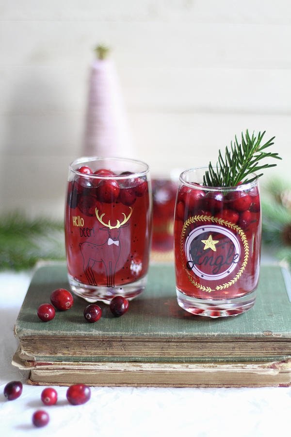 Cranberry Juice In Glasses christmas Photograph by Sylvia E.k Photography
