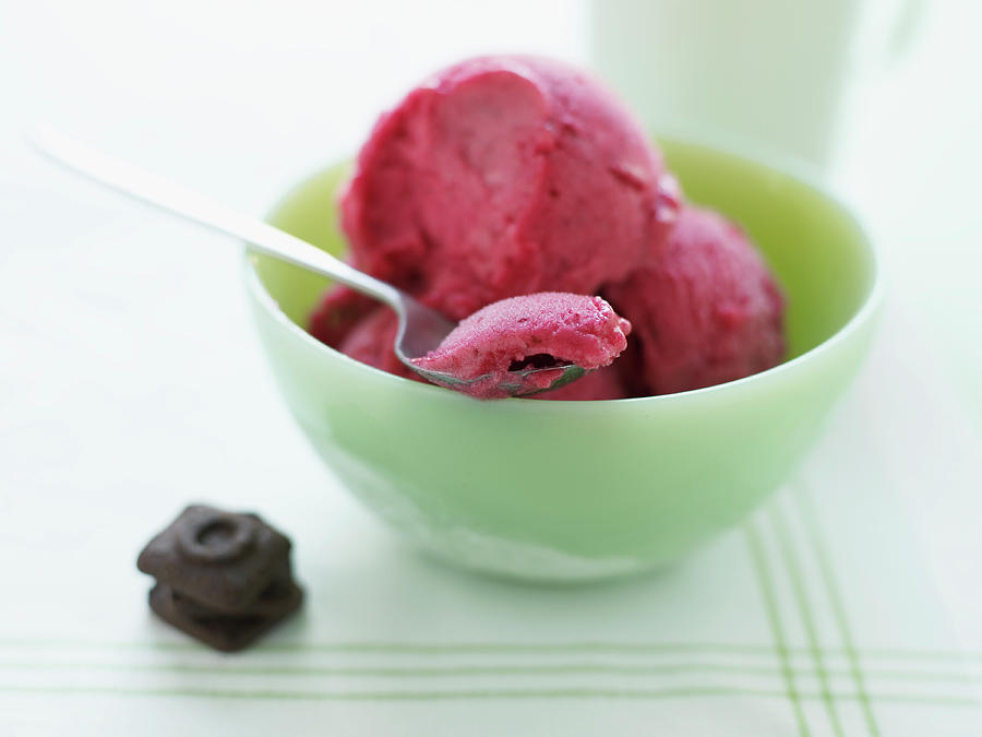 Cranberry Lime Sorbet With Cookies Photograph by Alexandra Grablewski