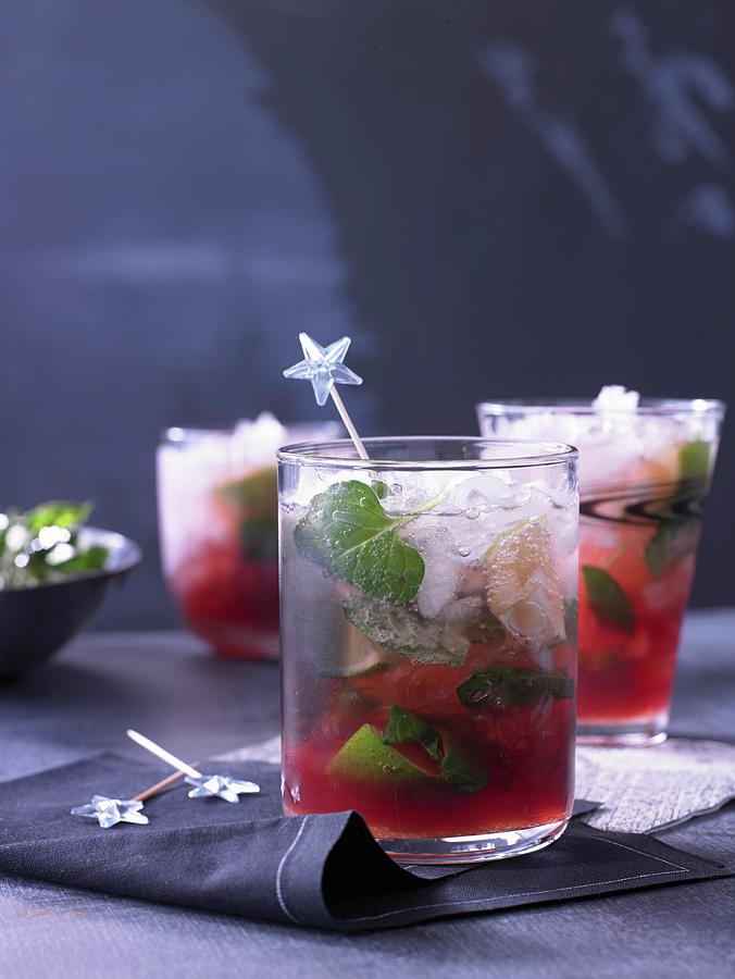 Cranberry Mojitos With Mint Photograph by Jan-peter Westermann