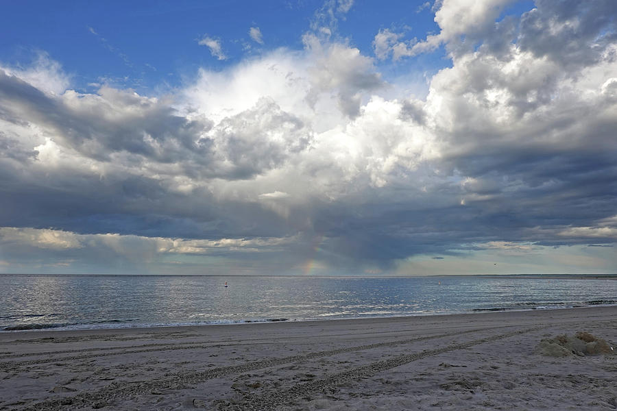 Crane Beach Fluffly Clouds Ipswich MA Rainbow Photograph by Toby McGuire