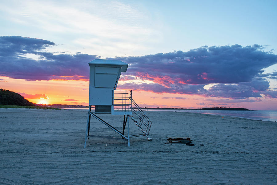 Crane Beach Sunset Ipswich MA Lifeguard Station Photograph by Toby McGuire