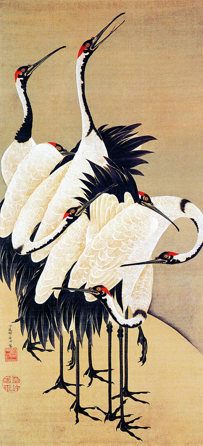 Bird Painting - cranes - Digital Remastered Edition by Ito Jakuchu