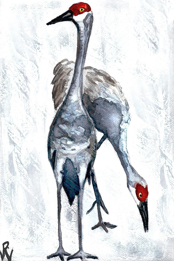 Cranes In The Rain Painting