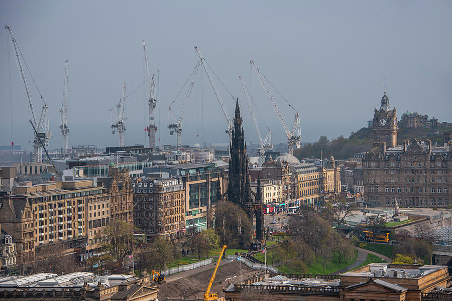 Cranes over New Town - Edinburgh Scotland Photograph by Bill Cannon