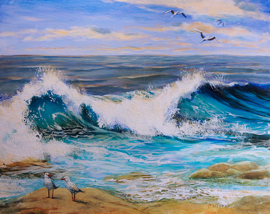 Crash of Waves is Soothing Painting by Cynthia Westbrook