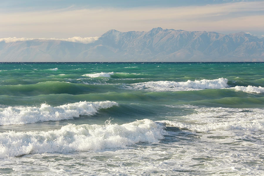 Crashing Surf, Peroulades, Corfu, Greece Photograph by David C Tomlinson