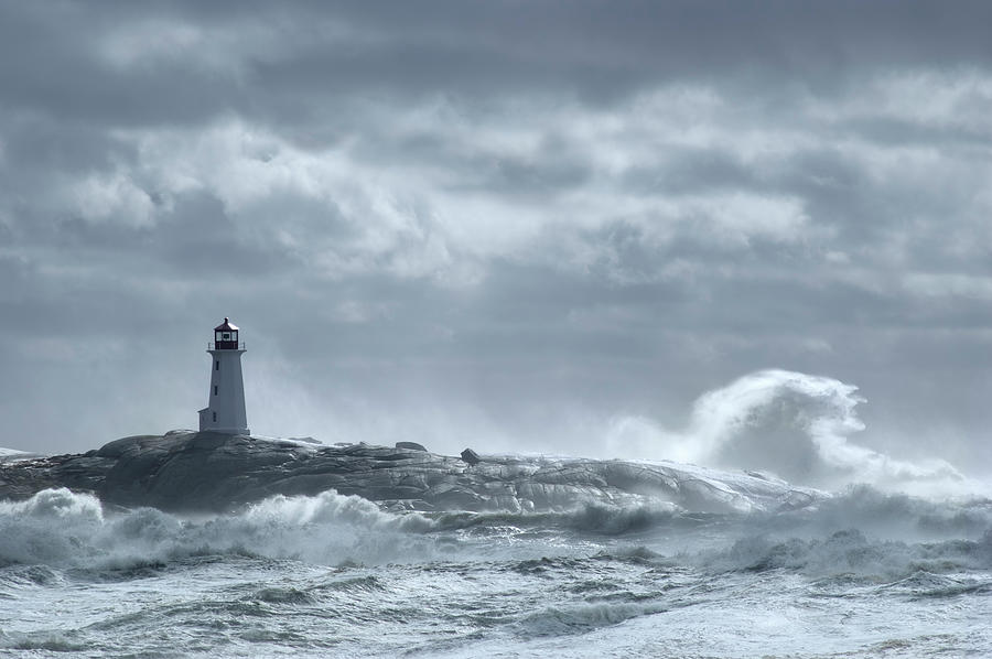 Crashing Wave Lighthouse Photograph by Shayes17