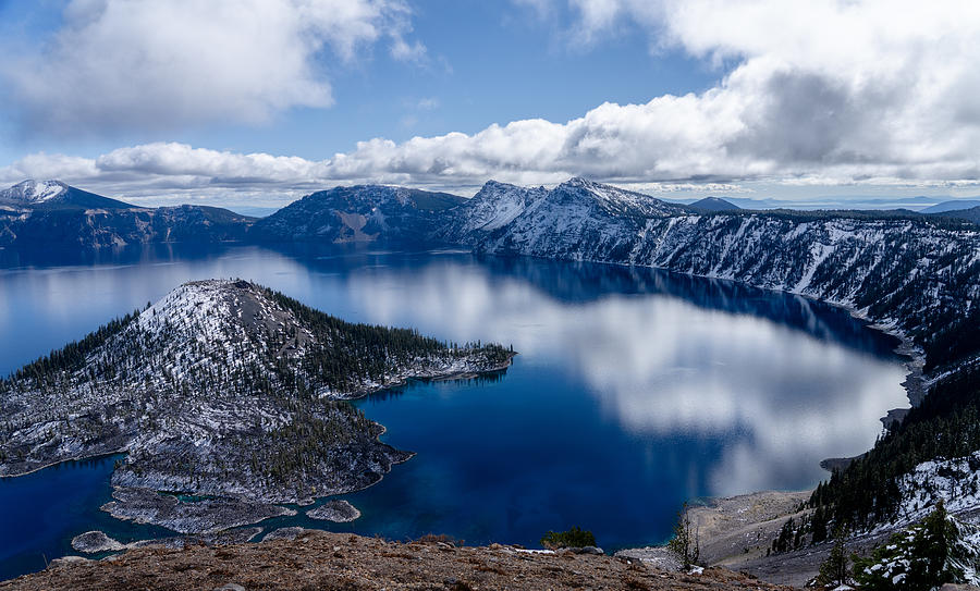 Crater Lake And Clouds Photograph by David Reams