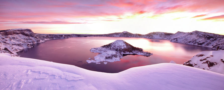 Sunset Photograph - Crater Lake Pano 4 2 by Thomas Haney