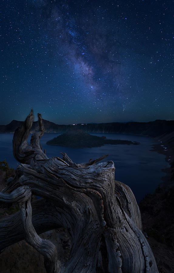 Landscape Photograph - Crater Lake Under Milky Way by Zihan Zhang