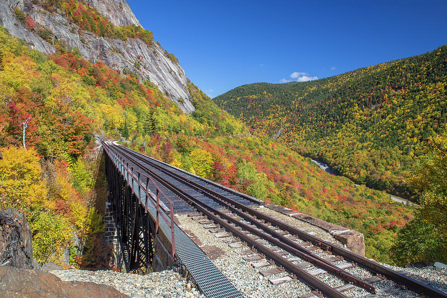 Crawford Notch Autumn Trestle Photograph by White Mountain Images