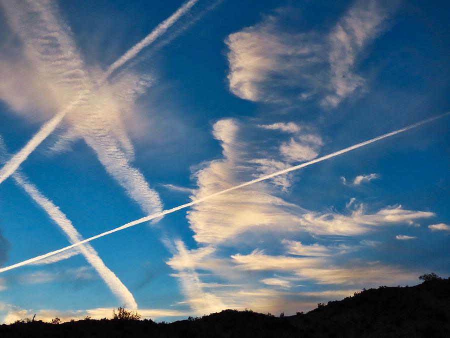 Crazy Contrails Photograph by Judy Kennedy