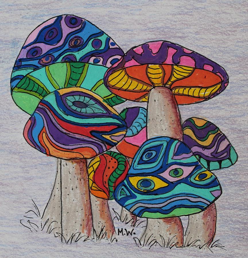 Crazy Shrooms is a drawing by Megan Walsh which was uploaded on June 16th, ...