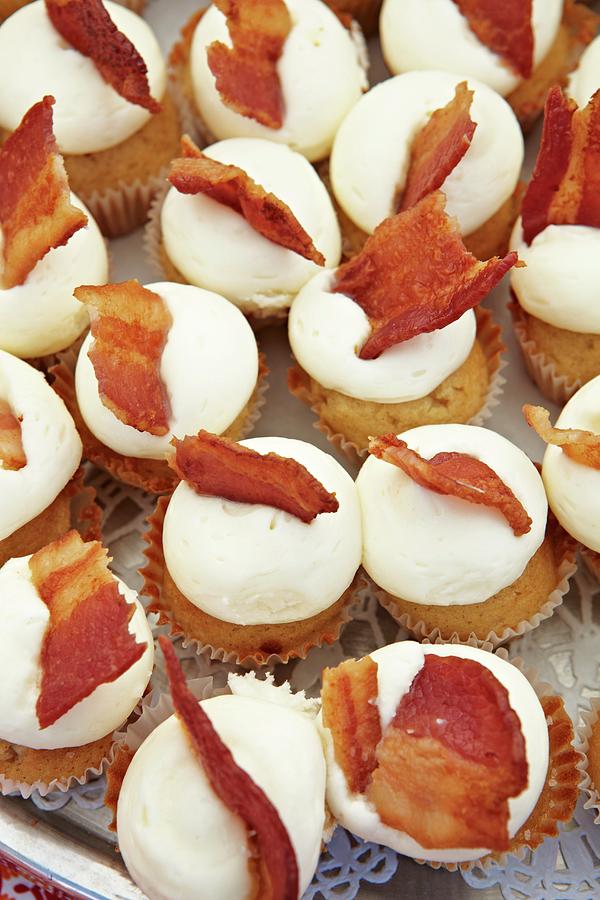 Cream Cheese And Bacon Cupcakes; From Above Photograph by Anastassios Mentis Photography