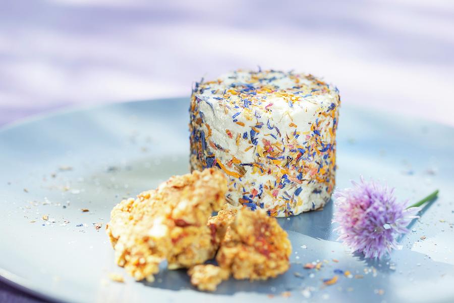 Cream Cheese Made From Sauerkraut Juice And Macadamia Nuts Wrapped In Flowers Photograph by Jan Wischnewski