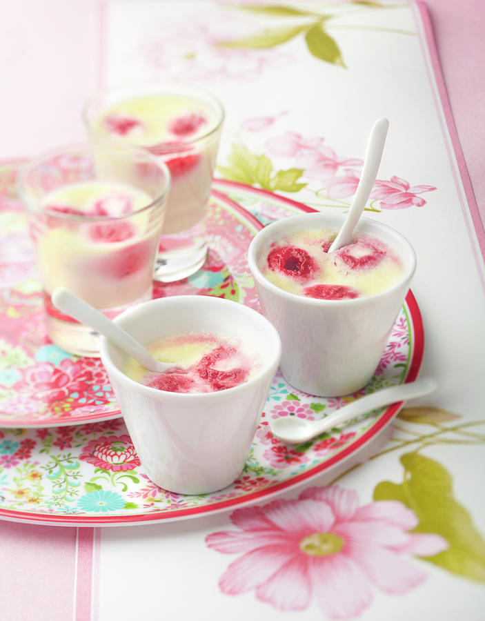 Cream Dessert With Raspberries Photograph by Scuiz In