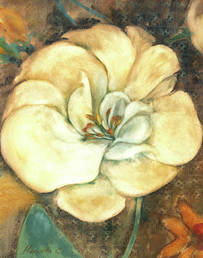 Flower Mixed Media - Cream Flower 2 by Marietta Cohen Art And Design