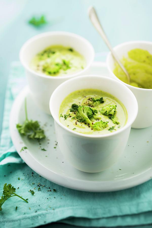 Cream Of Broccoli Soup With Coriander Photograph by Bonnier