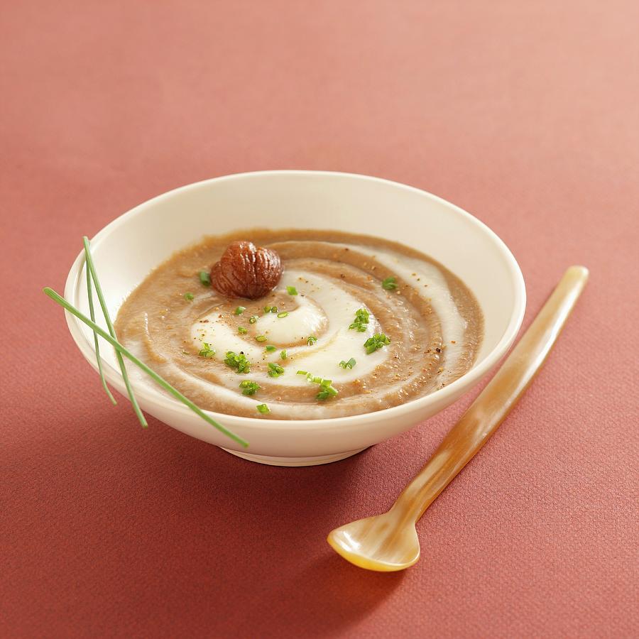 Cream Of Jerusalem Artichoke And Chestnut Soup Photograph by Bono