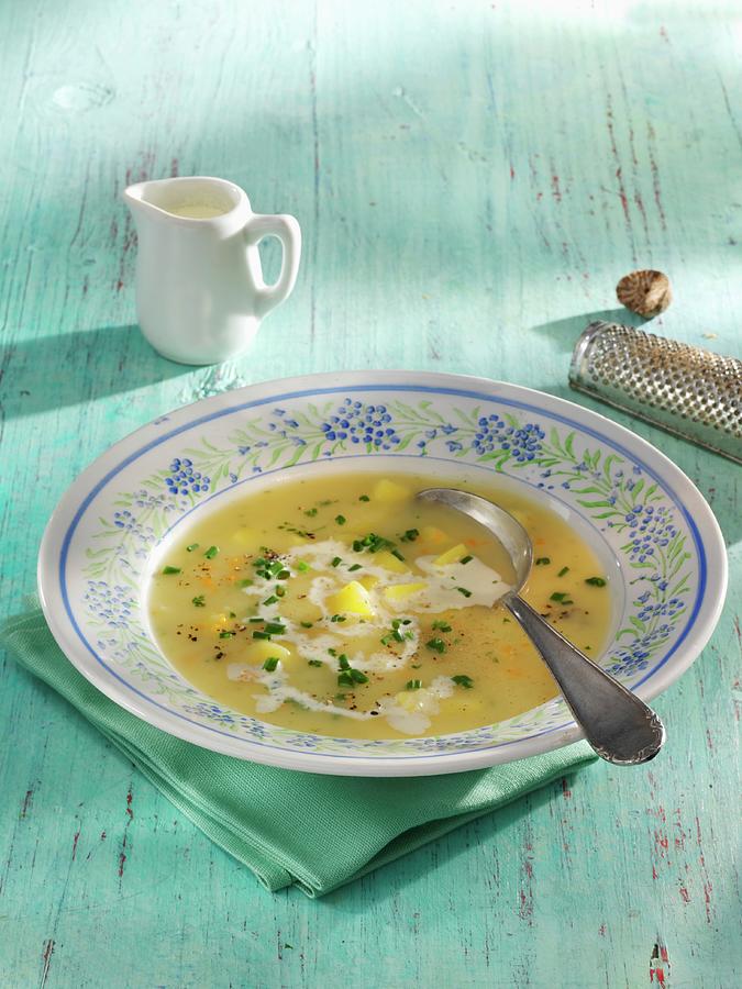 Cream Of Potato Soup With Nutmeg Photograph by Karl Newedel
