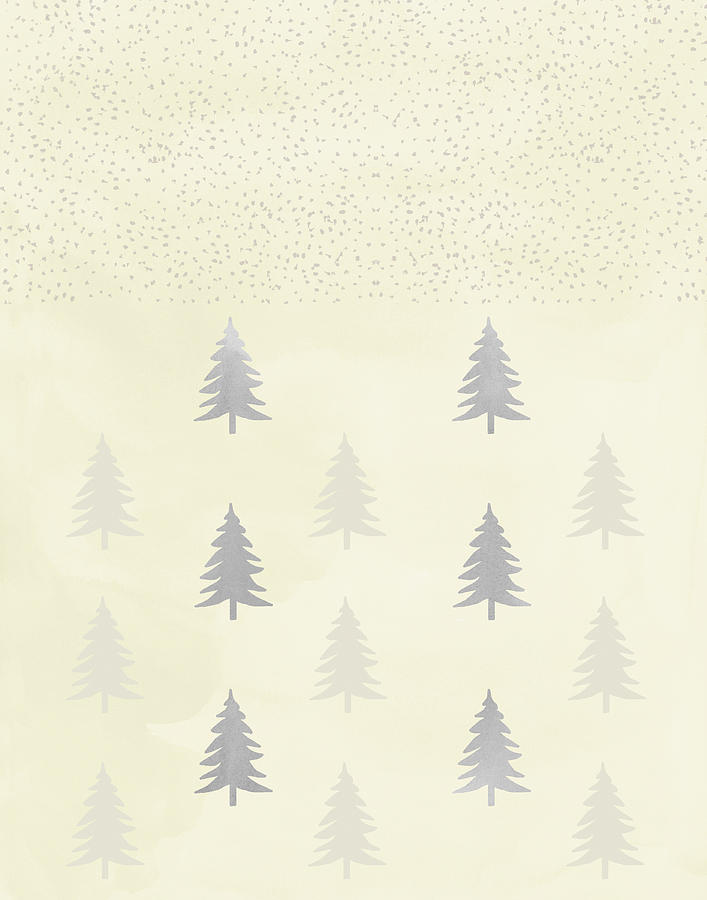 Winter Mixed Media - Cream Trees by Erin Clark