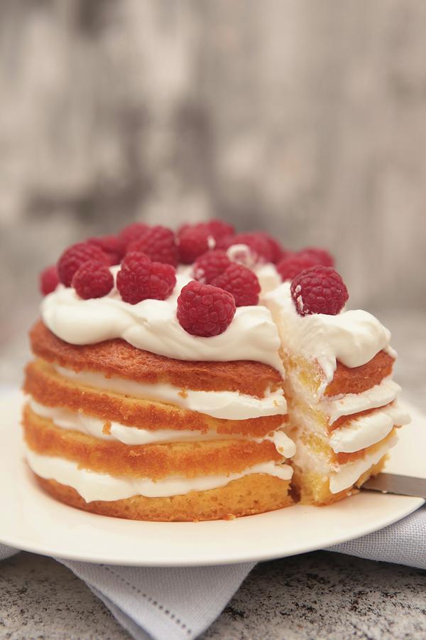 Creamy Cake With Raspberries Photograph by Francine Reculez