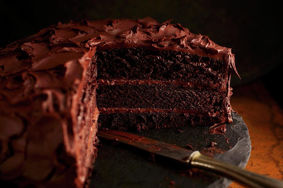 Creamy Chocolate Cake Photograph by Kai Schwabe