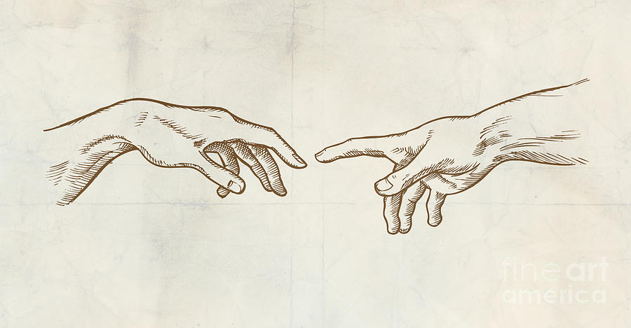 creation of adam hands sketch