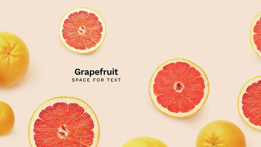 Creative Banner Flatlay With Fresh Grapefruits Isolated On Pink Background Photograph by Asya Nurullina