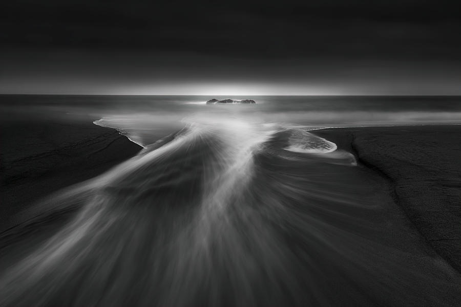 Mood Photograph - Creek Meets Ocean by Aidong Ning Mood Photograph - Creek Meets Ocean by Aidong Ning