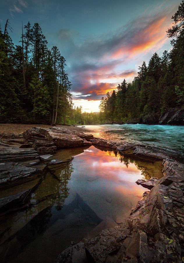 Creekside Sunset / McDonald Creek, Glacier National Park Photograph by ...