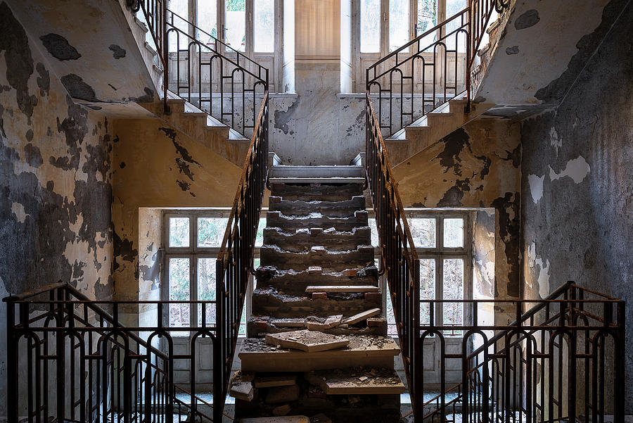 Creepy Abandoned Stairs Photograph by Roman Robroek