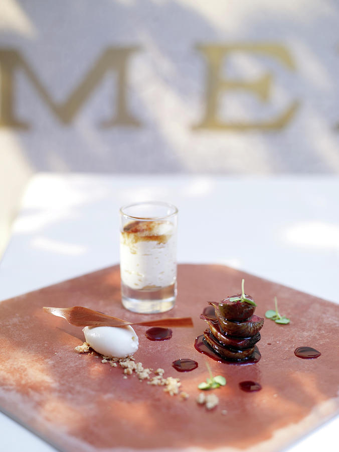 Crema Catalana With Figs And Rosemary Ice Cream Photograph by Jalag / Michael Holz