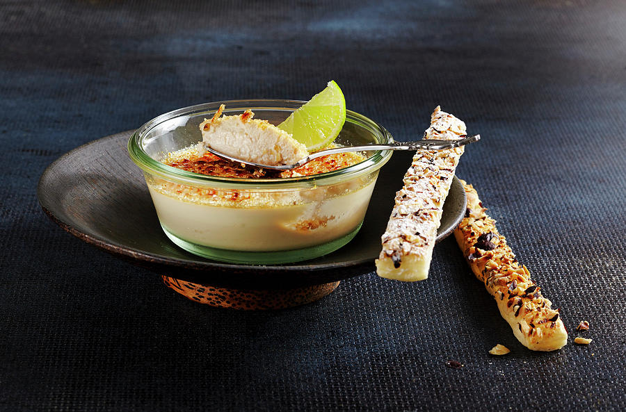 Creme Brulee With Green Tea, Lime And Hazelnut Bars Photograph by Teubner Foodfoto