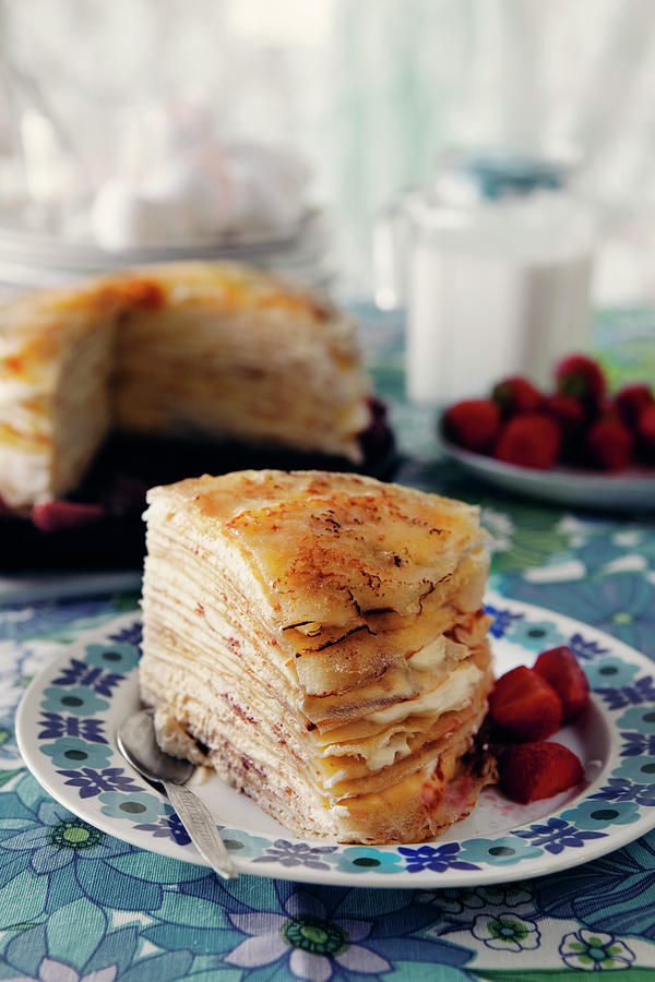 Crepe Cake With Lemon Cream Photograph by Ulrika Ekblom