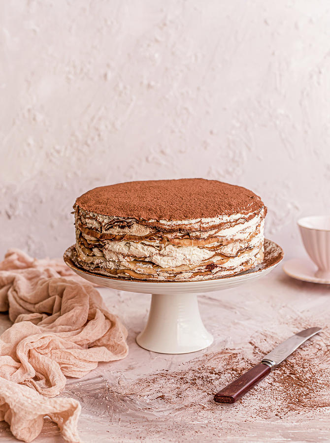 Crepes Cake With Cream Photograph by Anna Jakutajc-wojtalik