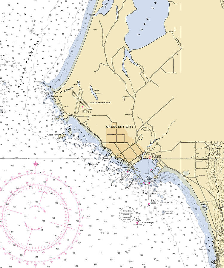 Crescent-city -california Nautical Chart _v6 Mixed Media by Sea Koast