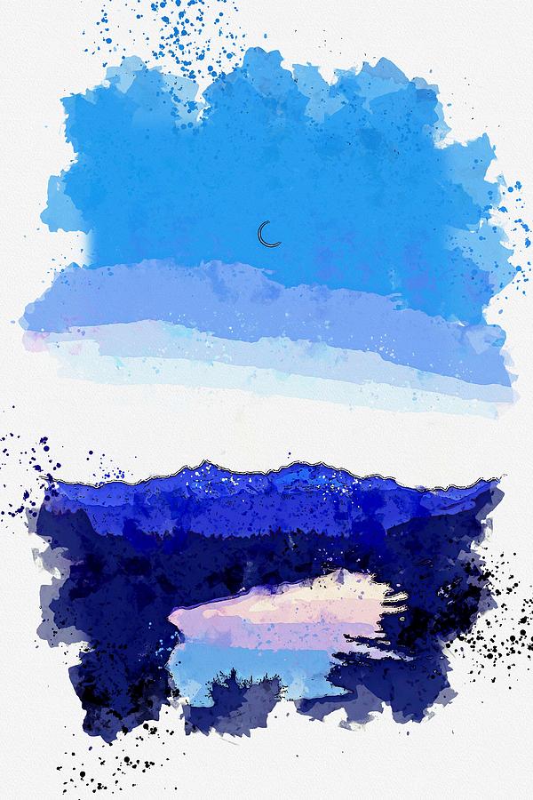 Nature Painting - CRESCENT DECENT watercolor by Ahmet Asar by Celestial Images