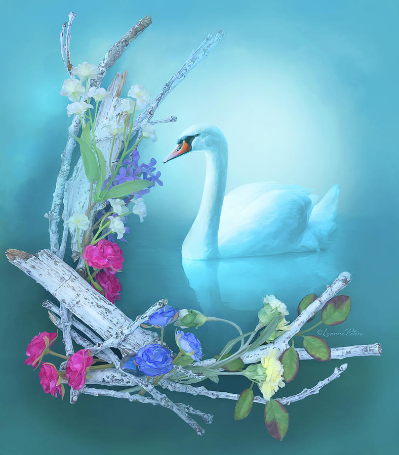 Swan Painting - Crescent Inner Grace by Art And A Little Magic