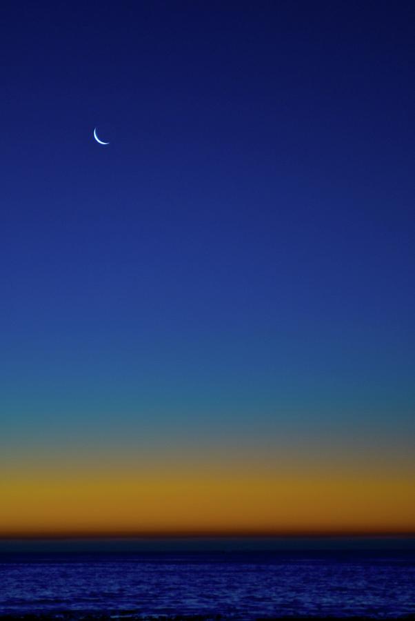 Crescent Moon During Blue Hour Photograph by Andrew D Kennard