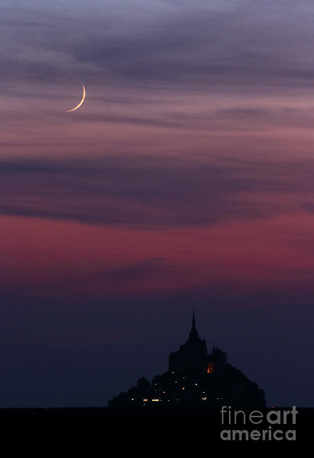 Architecture Photograph - Crescent Moon Mont Saint Michel, 2022 by 