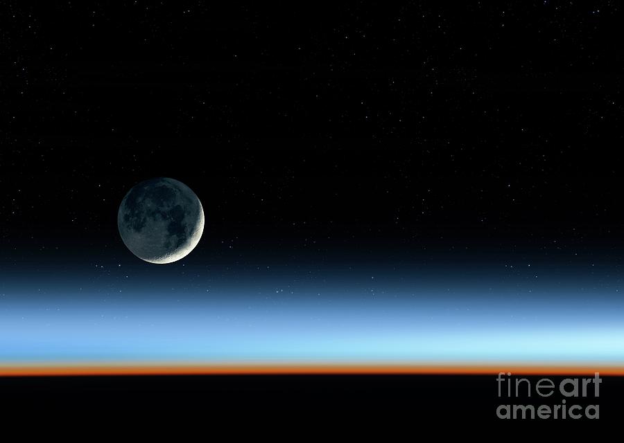 Crescent Moon Over Earths Limb Photograph by Detlev Van Ravenswaay/science Photo Library