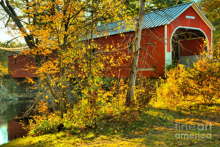 Cresson Covered Bridge Fall Colors Photograph by Adam Jewell