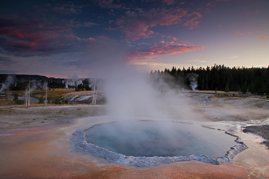 Crested Pool At Sunrise Yellowstone Photograph by Darrell Gulin