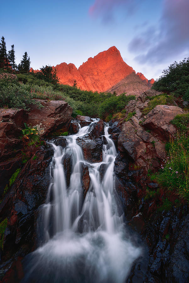 Waterfall Photograph - Crestone Needle At Golden Hour by Mei Xu